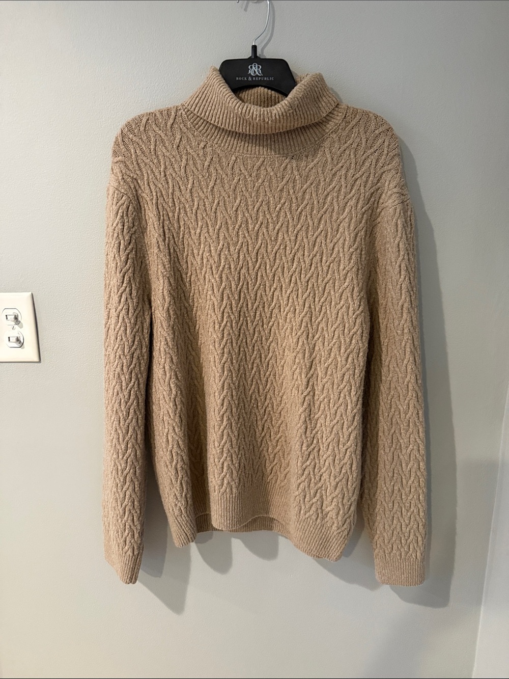 Magaschoni Beige Cable-Knit Turtleneck Sweater